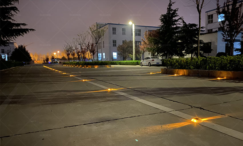 Yellow Solar Road Stud In Industrial Park