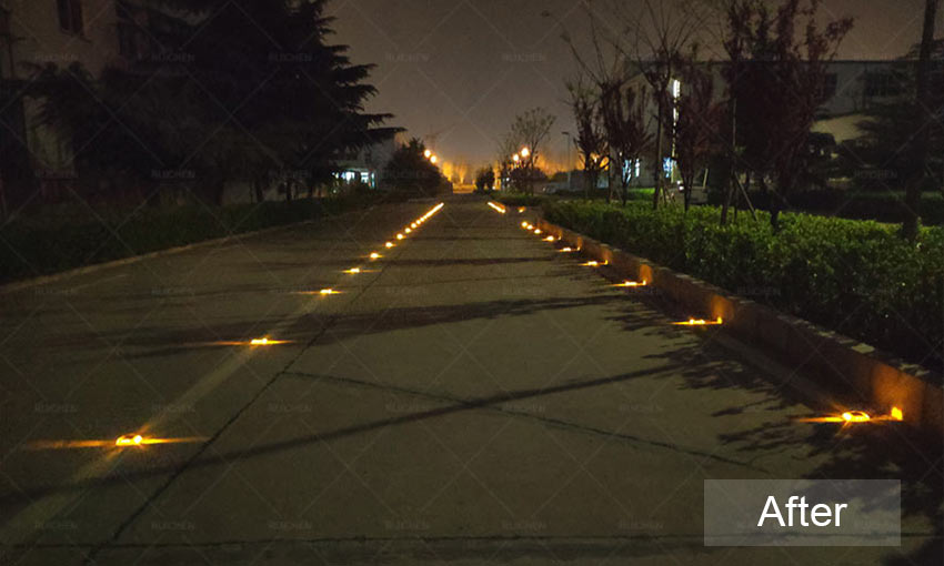 Yellow Solar Road Stud In Industrial Park