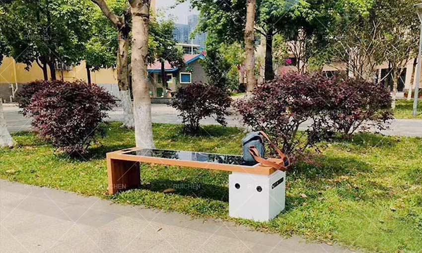 Solar Powered Smart Charging Park Benches In Community Activity Plaza, Malaysia