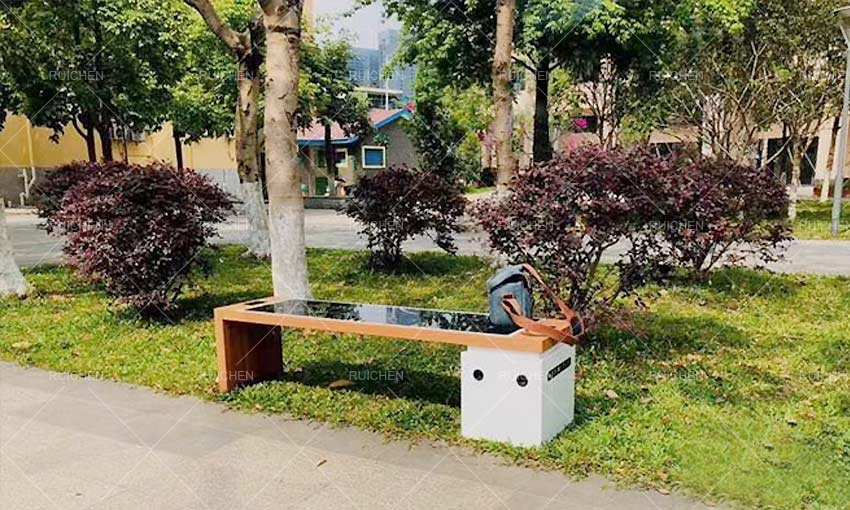 Solar Smart Powered Park Bench In Shenzhen, China