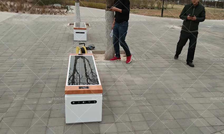 Solar Smart Powered Park Bench In Shenzhen, China